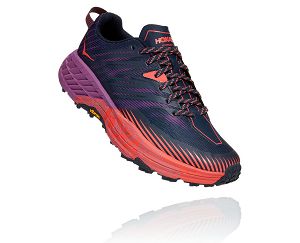 Hoka One One Speedgoat 4 Womens Wide Running Shoes Outer Space/Hot Coral | AU-1084625